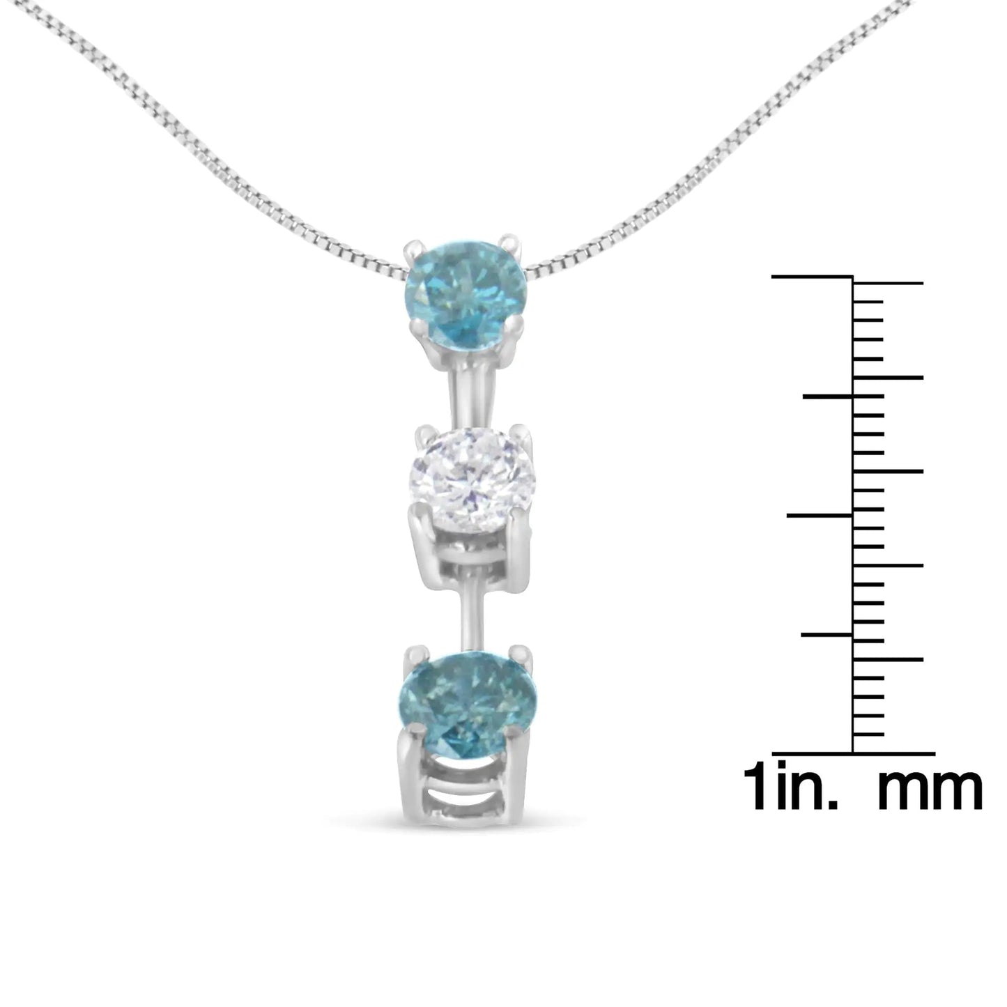 14K White Gold 1 1/3 cttw White and Treated Blue Diamond Pendant Necklace (H-I, SI2-I1) WEM Support (www.WEM.support)