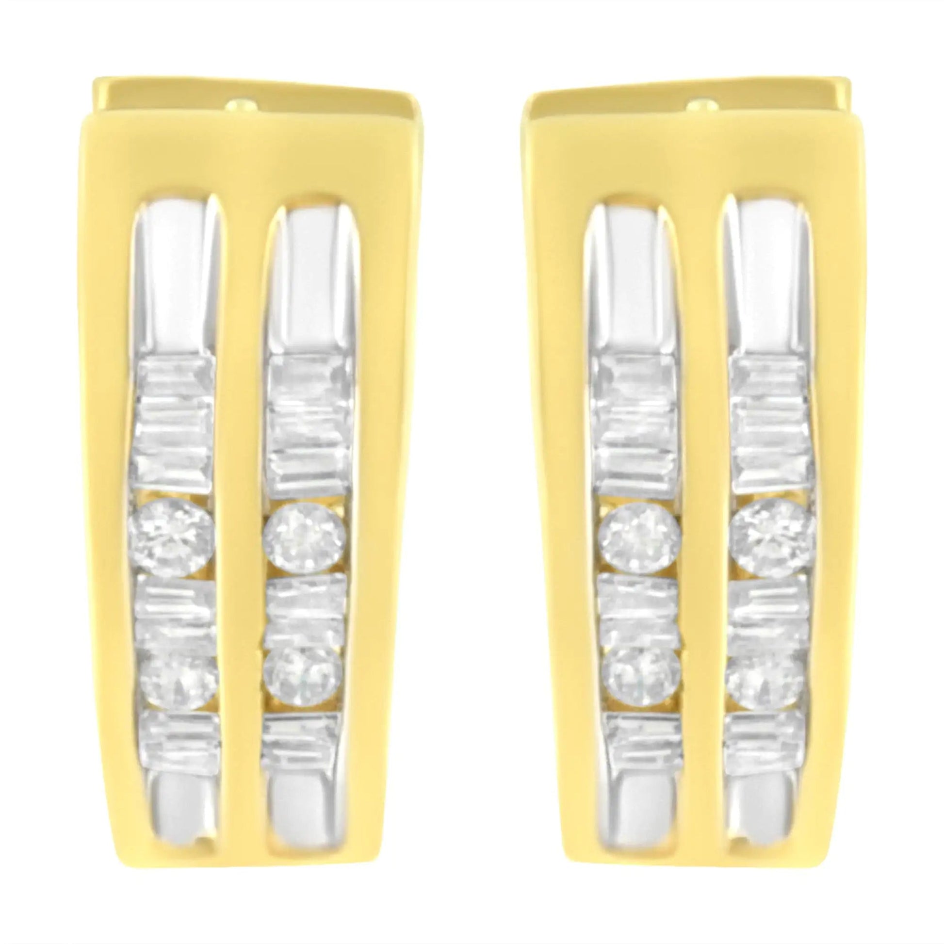 10K Yellow Gold 1/2 cttw Diamond Huggy Heart Hoop Earrings (I-J Clarity, I2-I3 Color) WEM Support (www.WEM.support)