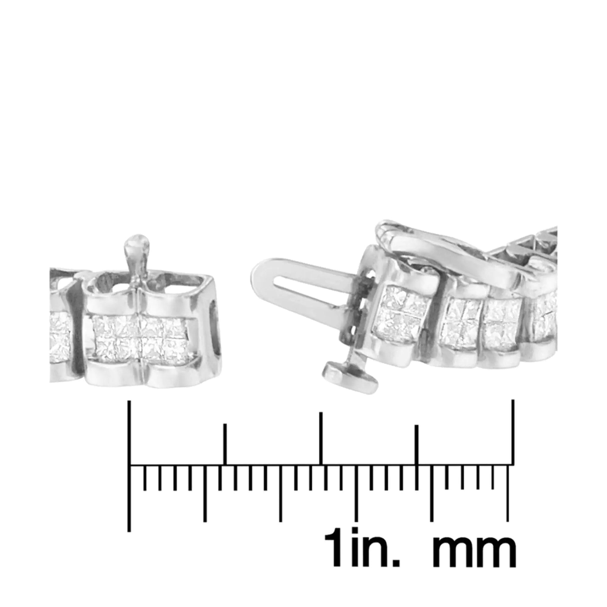14K White Gold 3.0 Cttw Princess Cut Quad Invisible Set Tennis Bracelet (H-I Color, SI2-I1 Clarity) - 7” WEM Support (www.WEM.support)