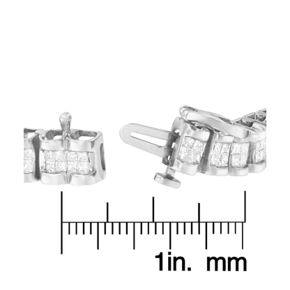 14K White Gold 3.0 Cttw Princess Cut Quad Invisible Set Tennis Bracelet (H-I Color, SI2-I1 Clarity) - 7” WEM Support (www.WEM.support)