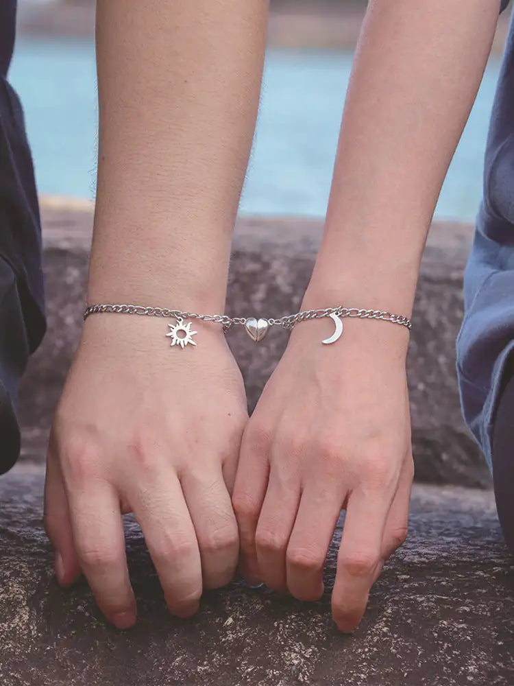 Stainless Steel Sun And Moon Bracelet Creative Sex Heart Magnet Attracts WEM Support (www.WEM.support)