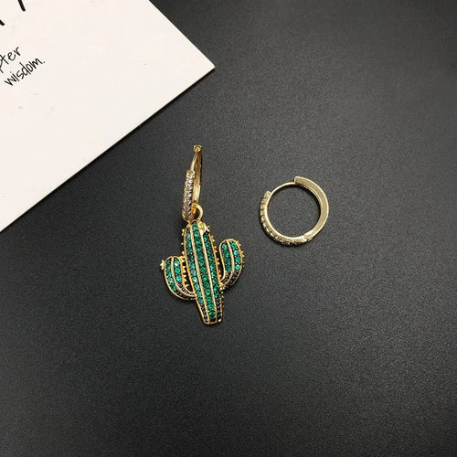 Summer Green Cactus Monaco Earrings WEM Support (www.WEM.support)