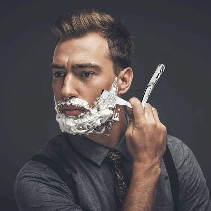 100 BLADES + Facón Professional Marble Straight Edge Barber Razor - Salon Quality Cut Throat Shavette The Crusader My Store