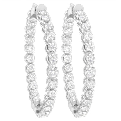 14K White Gold 7.0 Cttw Diamond 1-¾ Inside Out Hinged Leverback Hoop Earrings (I-J Color, I2-I3 Clarity) WEM Support (www.WEM.support)
