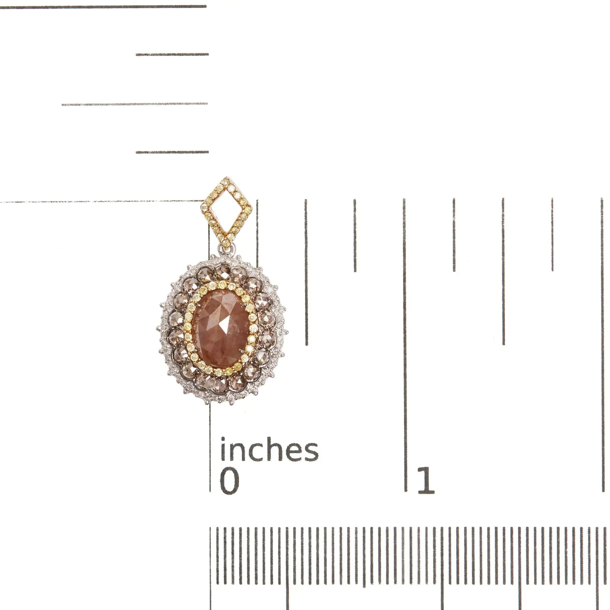 14K White Gold 3.00 Cttw Rose Cut Fancy Colored Diamond Triple Halo 18" Inch Pendant Necklace (Fancy Color, I2-I3 Clarity) WEM Support (www.WEM.support)