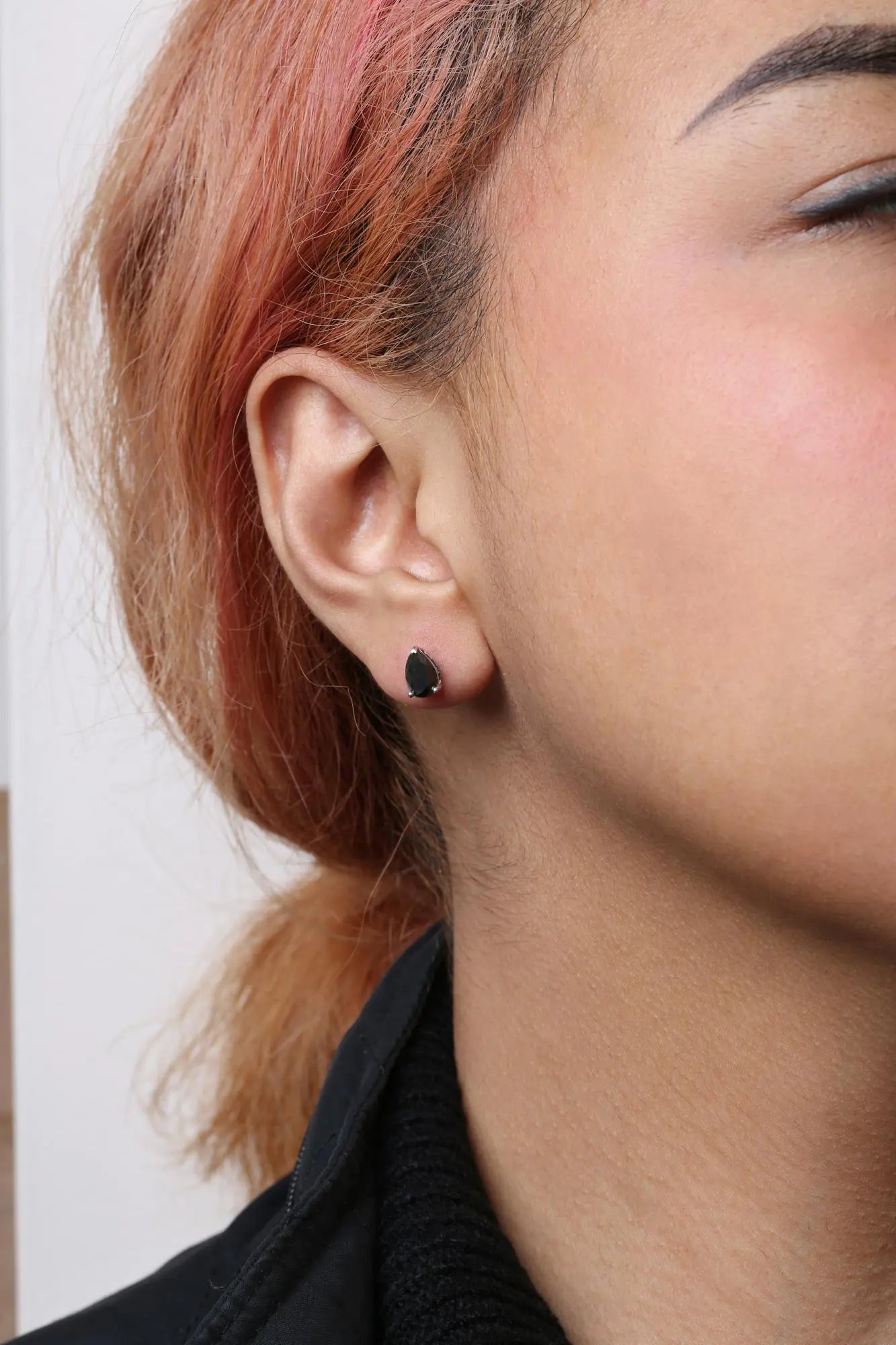 14K White Gold 2.00 Cttw Pear Cut Black Diamond Stud Earrings WEM Support (www.WEM.support)