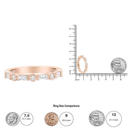 14K Rose Gold 3/8 Cttw Baguette and Round Diamond Bridal Band - (H-I Color, VS1-VS2 Clarity) WEM Support (www.WEM.support)