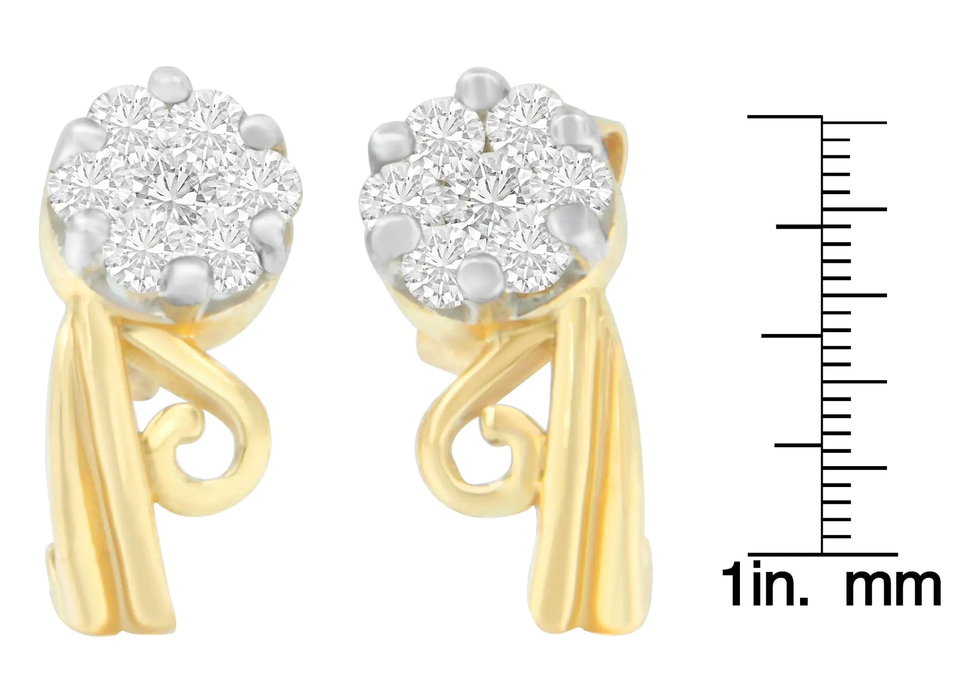 14K Yellow Gold 1/2 cttw Round Cut Diamond Earrings (I-J, SI2-I1) WEM Support (www.WEM.support)
