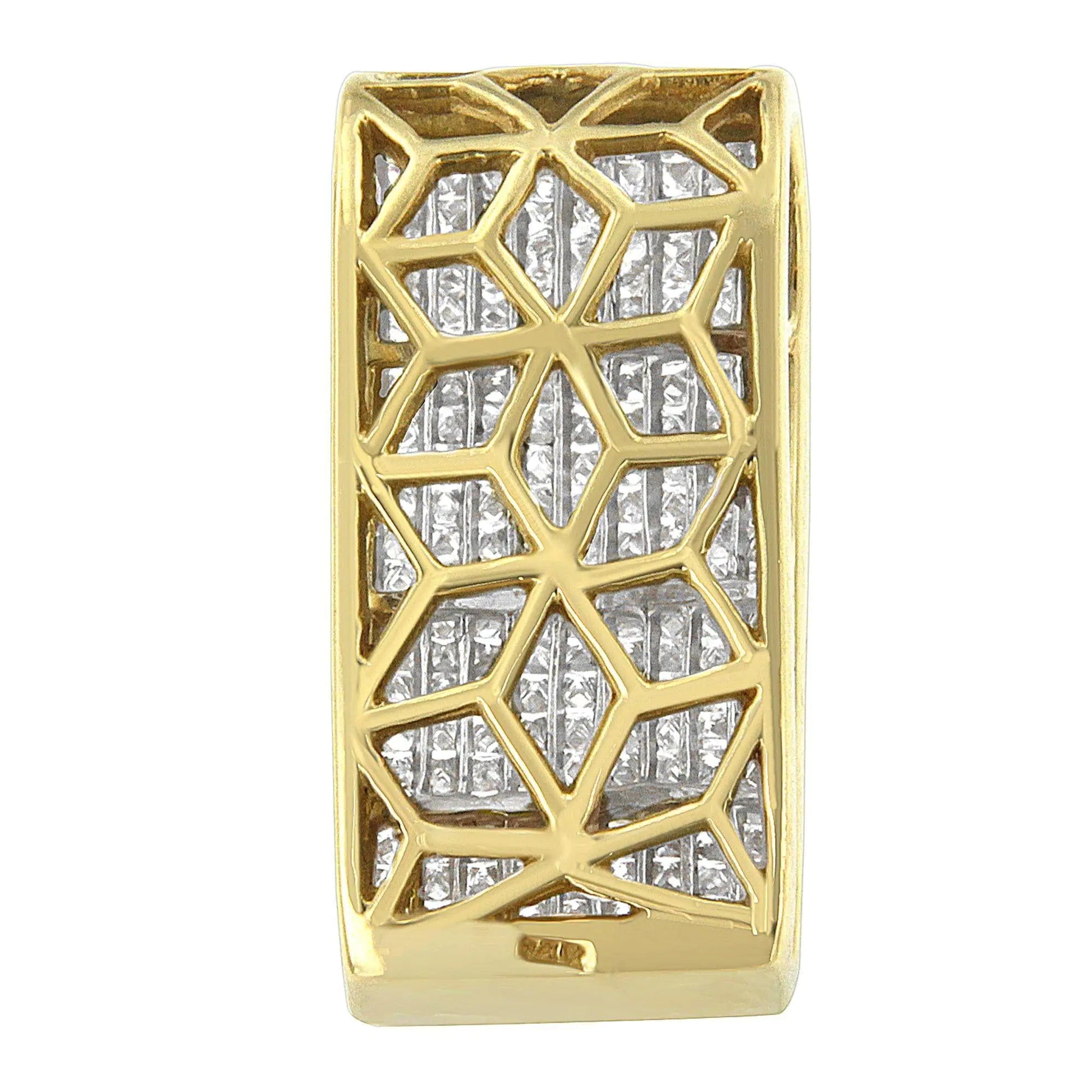 14K Yellow Gold Princess Cut Diamond Block Pendant Necklace (2 5/8 cttw, H-I Color, SI2-I1 Clarity) WEM Support (www.WEM.support)