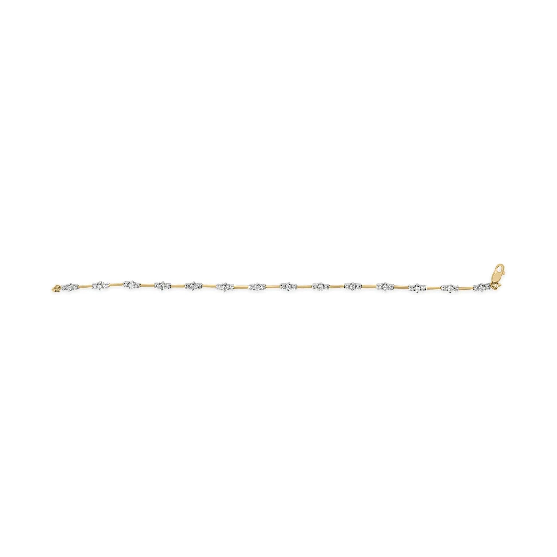 10K Yellow Gold 1.00 Cttw Diamond 3 Stone 7" Tennis Bracelet (H-I Color, I2-I3 Clarity) WEM Support (www.WEM.support)