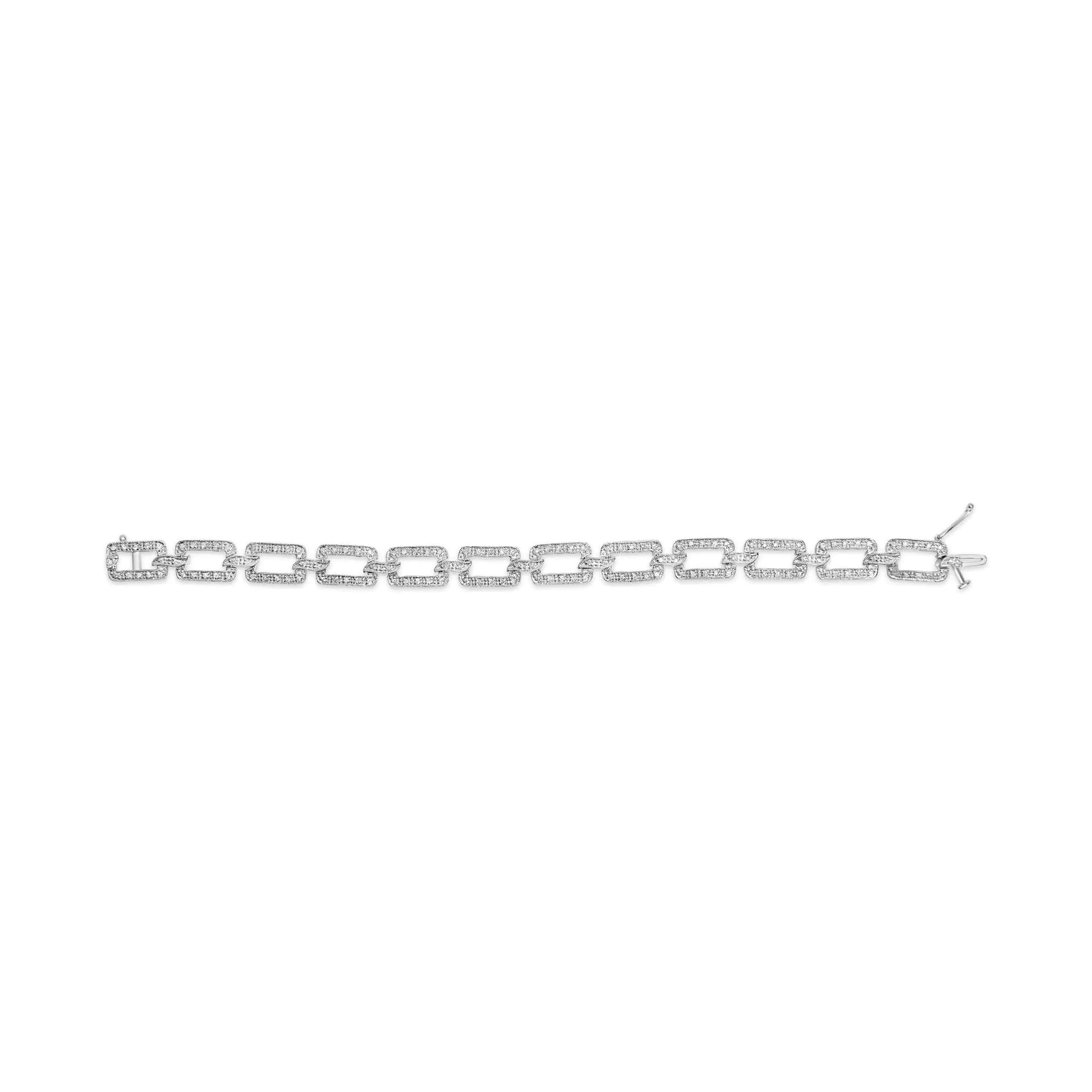 14K White Gold 3/4 Cttw Diamond Open Paperclip Link 7" Tennis Bracelet (H-I Color, I2-I3 Clarity) WEM Support (www.WEM.support)