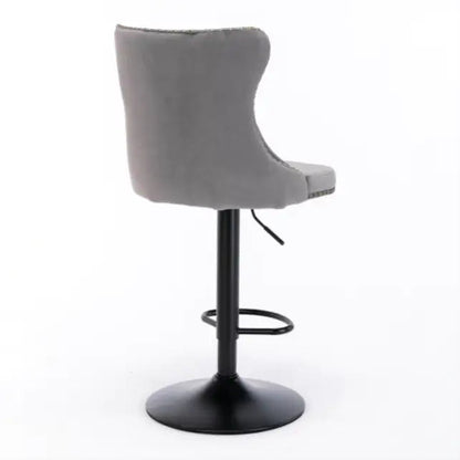 Swivel Velvet Barstools Adjusatble Seat Height From 25-33 Inch Gray Set Of 2 WEM Support (www.WEM.support)