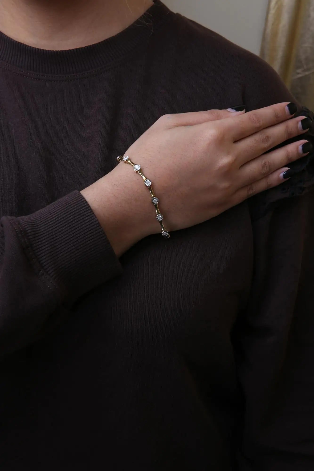 10K Yellow Gold Plated .925 Sterling Silver 1.0 Cttw Miracle Set Diamond Bezel Style Station Link Bracelet (H-I Color, I3 Clarity) - Size 7" WEM Support (www.WEM.support)