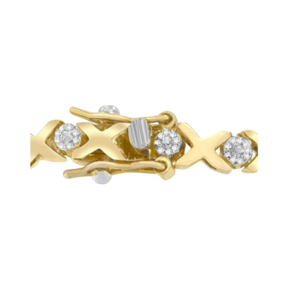 10K Yellow Gold Round Cut Diamond Bracelet (0.03 cttw, I-J Color, I2-I3 Clarity) WEM Support (www.WEM.support)