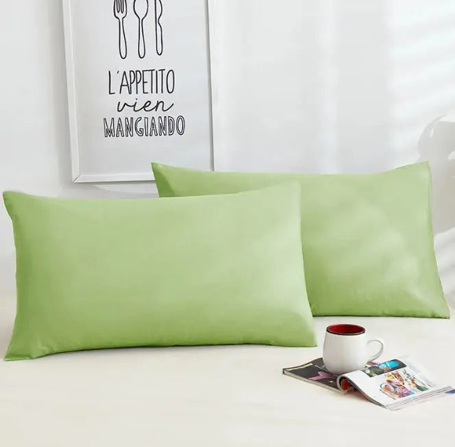 A Pair Of Pure Color Cotton Pillowcases WEM Support (www.WEM.support)