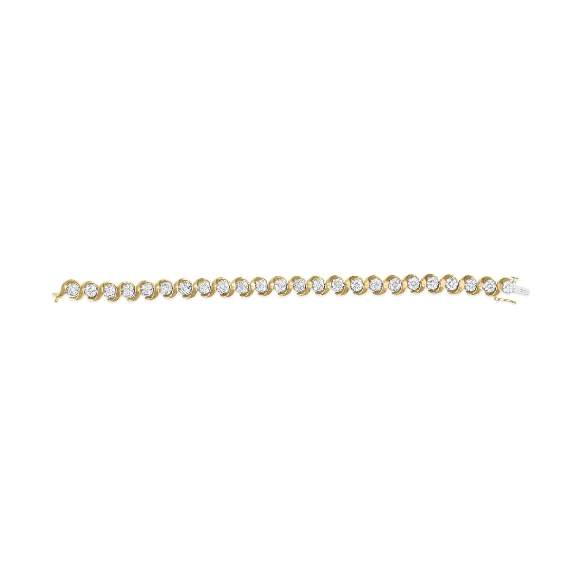 10K Yellow Gold 4.00 Cttw Round-Cut Diamond Floral Link 7.5" Bracelet (H-I Color, I2-I3 Clarity) WEM Support (www.WEM.support)