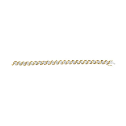 10K Yellow Gold 4.00 Cttw Round-Cut Diamond Floral Link 7.5" Bracelet (H-I Color, I2-I3 Clarity) WEM Support (www.WEM.support)
