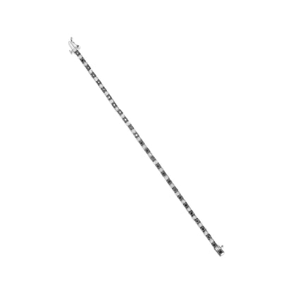 .925 Sterling Silver 1.0 Cttw with Alternating Round White Diamond and Round Treated Black Diamond Tennis Bracelet (Black and I-J Color, I3 Clarity) - Size 7" Inches WEM Support (www.WEM.support)