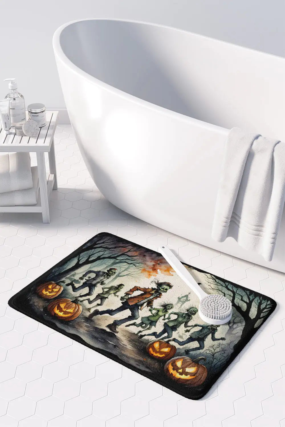 Zombies Spooky Halloween Memory Foam Kitchen Mat WEM Support (www.WEM.support)