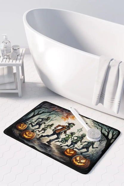 Zombies Spooky Halloween Memory Foam Kitchen Mat WEM Support (www.WEM.support)