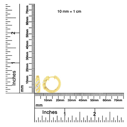14K Yellow Gold 1/4 ct TDW Alternating 3 Row Baguette & Round Brilliant-Cut Diamond Huggy Hoop Earrings (H-I, I2-I3) WEM Support (www.WEM.support)