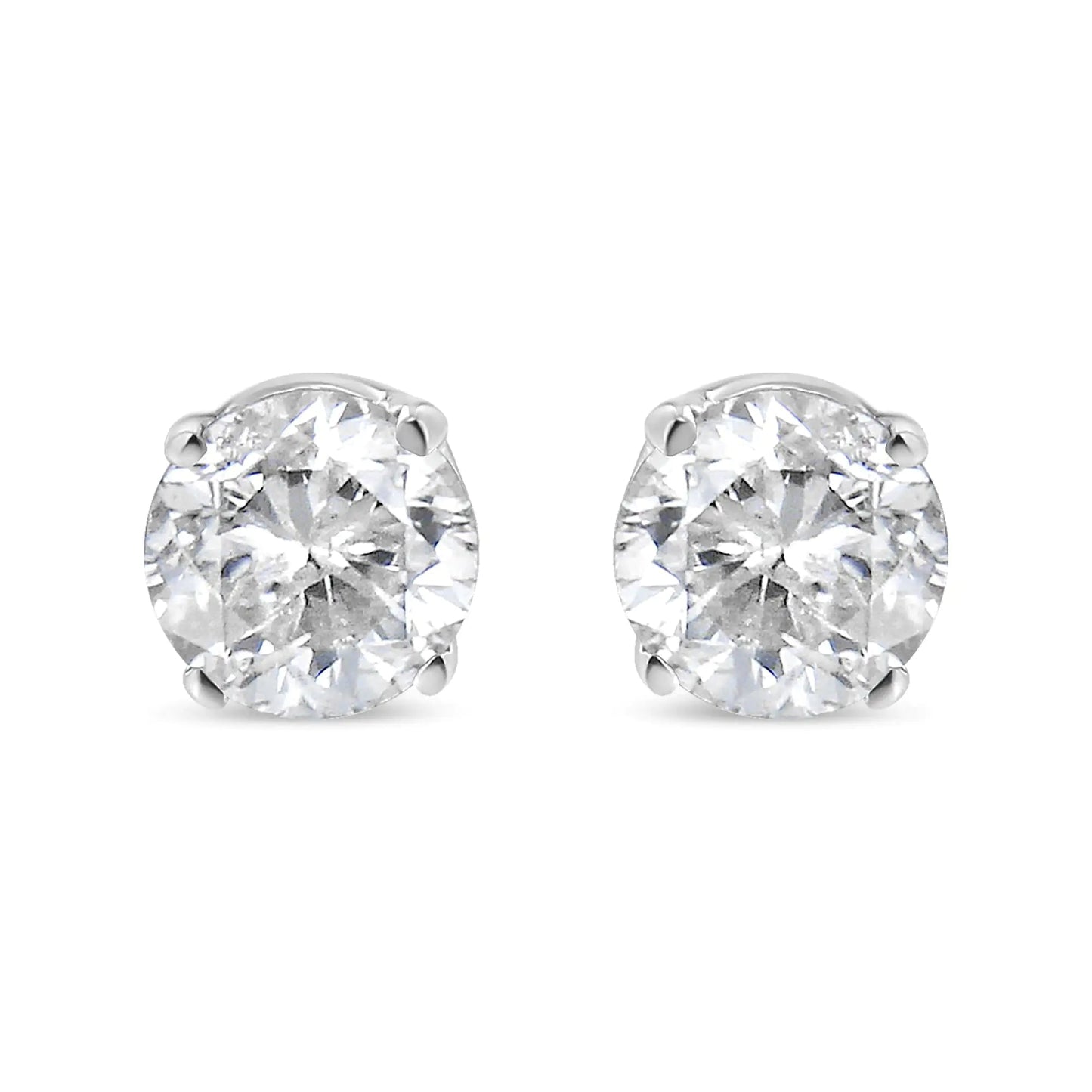 .925 Sterling Silver 5/8 Cttw Round Brilliant-Cut Near Colorless Diamond Classic 4-Prong Stud Earrings (H-I Color, I2-I3 Clarity) WEM Support (www.WEM.support)