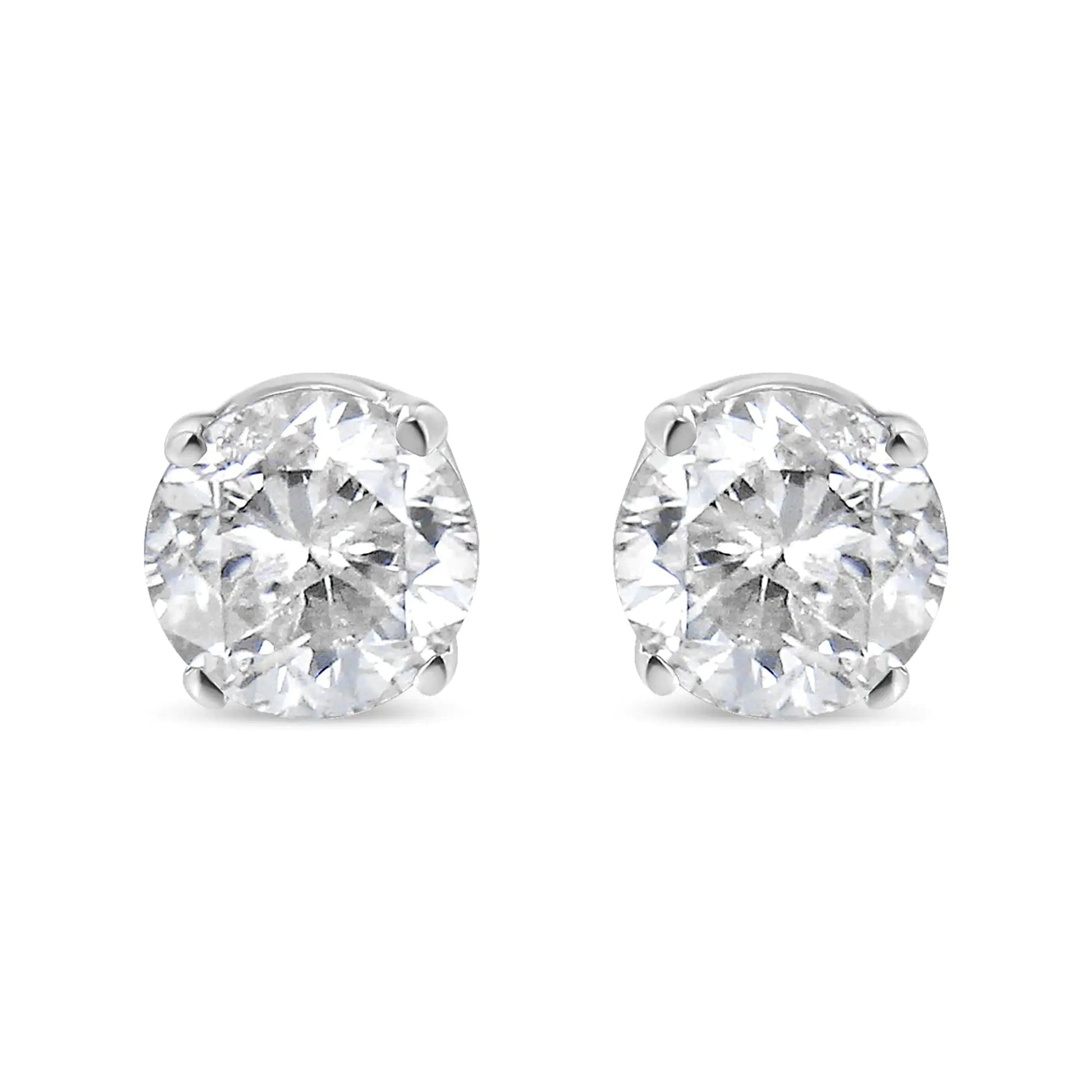 .925 Sterling Silver 5/8 Cttw Round Brilliant-Cut Near Colorless Diamond Classic 4-Prong Stud Earrings (H-I Color, I2-I3 Clarity) WEM Support (www.WEM.support)