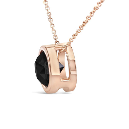 14K Rose Gold 7.0 Cttw Bezel-Set Black Round Diamond Solitaire Pendant Necklace (Black Color, I2-I3 Clarity) - 18" WEM Support (www.WEM.support)