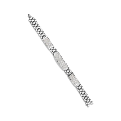 14K White Gold 12.0 Cttw Men's Invisible Set Princess Diamond Tennis Bracelet (G-H Color, VS1-VS2 Clarity) - Size 8.5" Inches WEM Support (www.WEM.support)