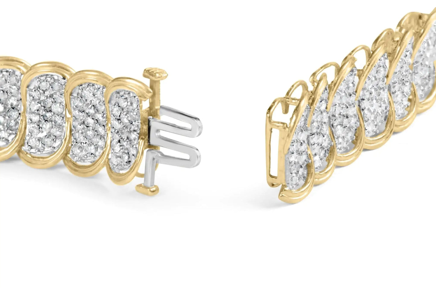 10k Yellow Gold 5.00 Cttw Diamond Oval Banded Link Bracelet (I-J Color, I1-I2 Clarity) - 7" Inches WEM Support (www.WEM.support)