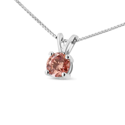 14K Weißgold 1/4 Cttw Rund Brillant Geschliffener Laborgezüchteter Diamant 4-Krappen Solitär Anhänger Halskette WEM Support (www.WEM.support)