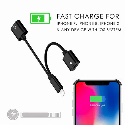 Adaptador Dual de Música e Carregamento WEM Support (www.WEM.support)