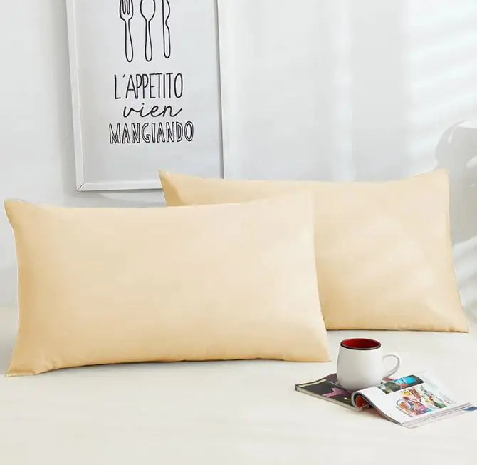 A Pair Of Pure Color Cotton Pillowcases WEM Support (www.WEM.support)