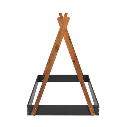 Twin Size Tent Floor Bed With Triangle Structure, Black Brown WEM Support (www.WEM.support)