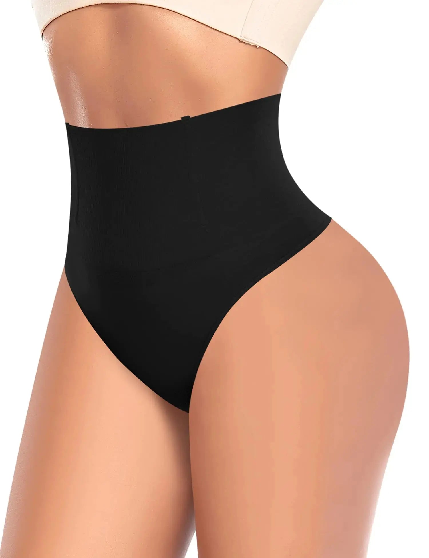 Tummy Control Thong Shapewear for Women High Waist Shaping Underwear Seamless Body Shaper Panties Girdle A# Black (Mid Waisted) XX-Large My Store