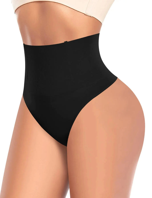 Tummy Control Thong Shapewear for Women High Waist Shaping Underwear Seamless Body Shaper Panties Girdle A# Black (Mid Waisted) XX-Large My Store