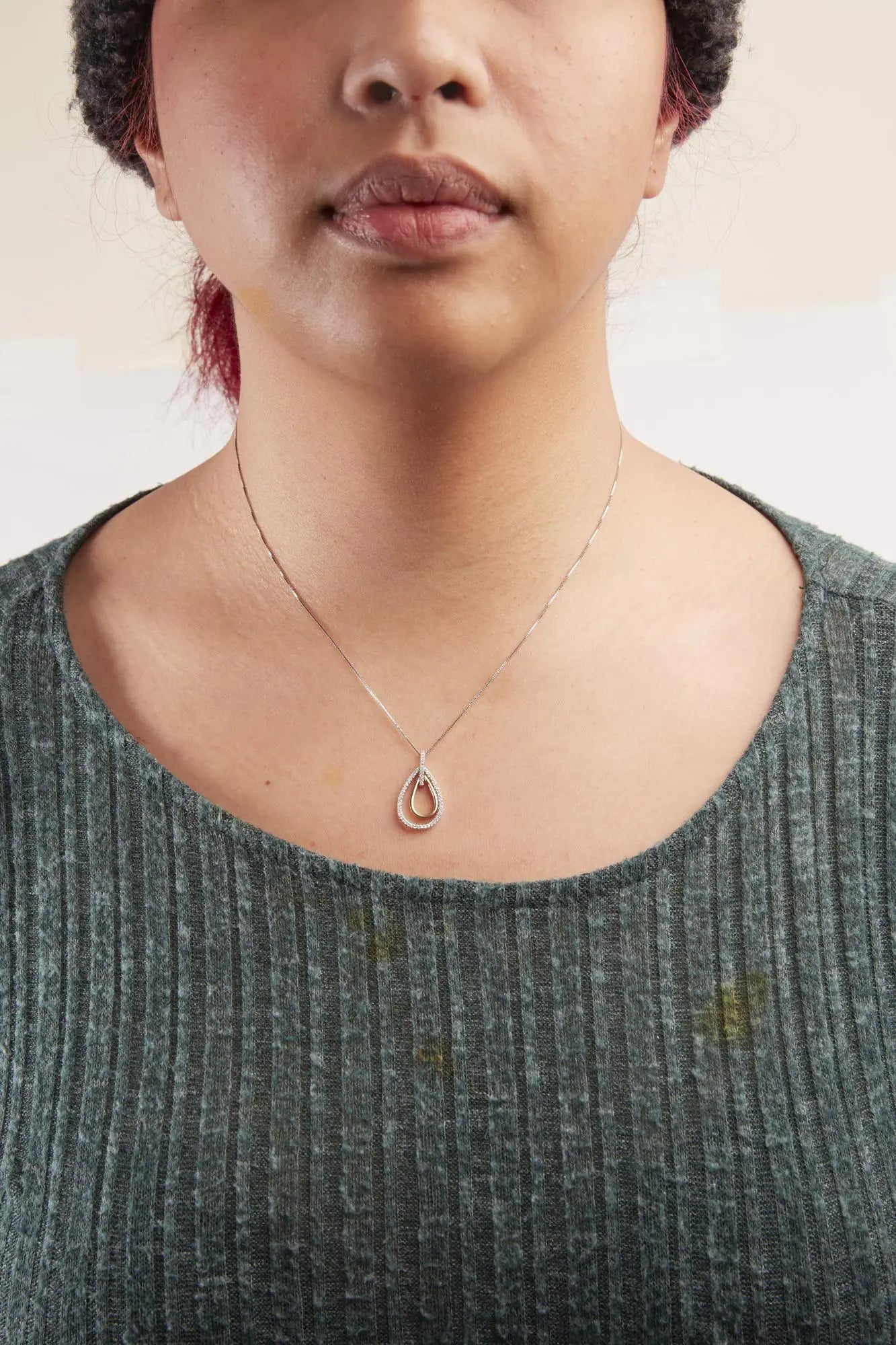 14K Two-Tone Gold Round Cut Diamond Double Burst Pendant Necklace (1/4 cttw, H-I Color, SI2-I1 Clarity) WEM Support (www.WEM.support)
