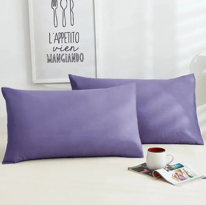 A Pair Of Pure Color Cotton Pillowcases WEM Support (www.WEM.support)