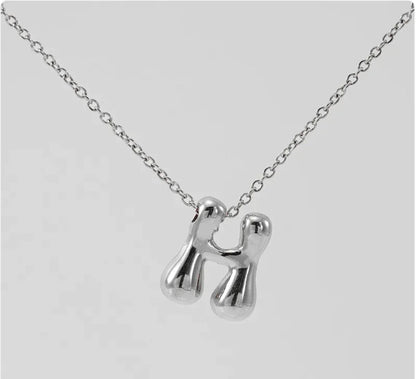 Women's Glossy Bubble Letter Pendant Necklace WEM Support (www.WEM.support)