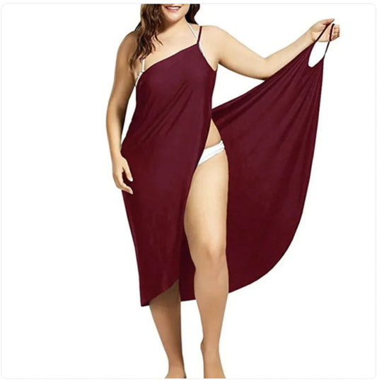 Vestido de Playa con Tirantes Cruzados de Color Sólido HejK.com