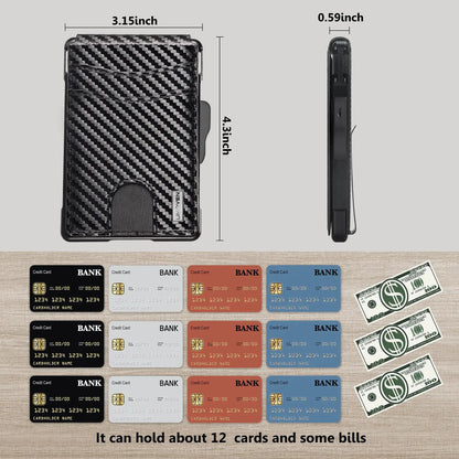 umoven Wallet for Men - with Money Clip Slim Leather Slots Credit Card Holder RFID Blocking Bifold Minimalist Wallet (Money Clip Inside) Carbon Black-01 My Store