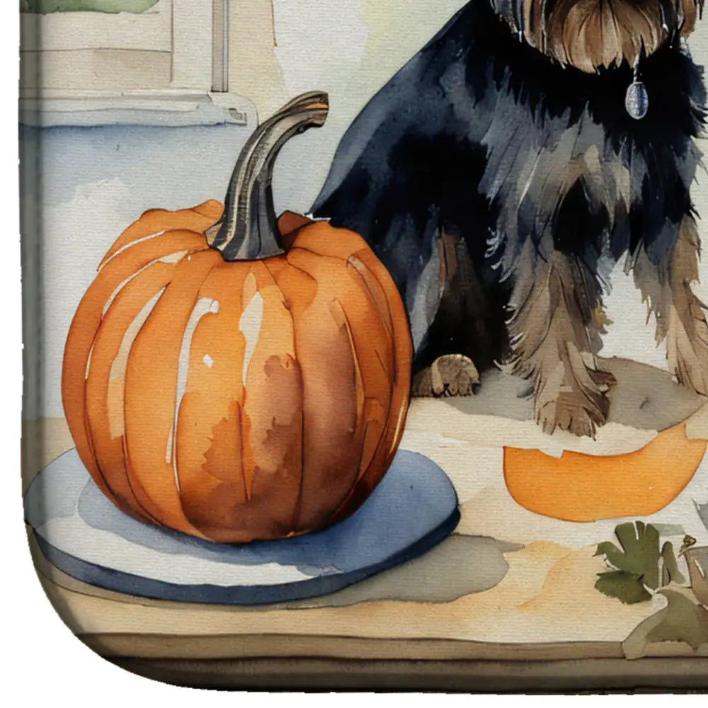 Affenpinscher Fall Kitchen Pumpkins Dish Drying Mat WEM Support (www.WEM.support)
