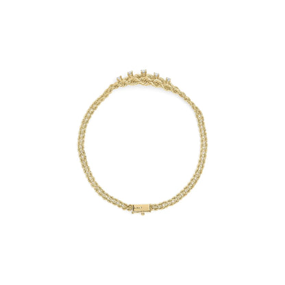 10K Yellow Gold 1/4 Cttw Round-Cut Diamond Basket Weave Rope Chain Style 7" Bracelet (H-I Color, I1-I2 Clarity) WEM Support (www.WEM.support)