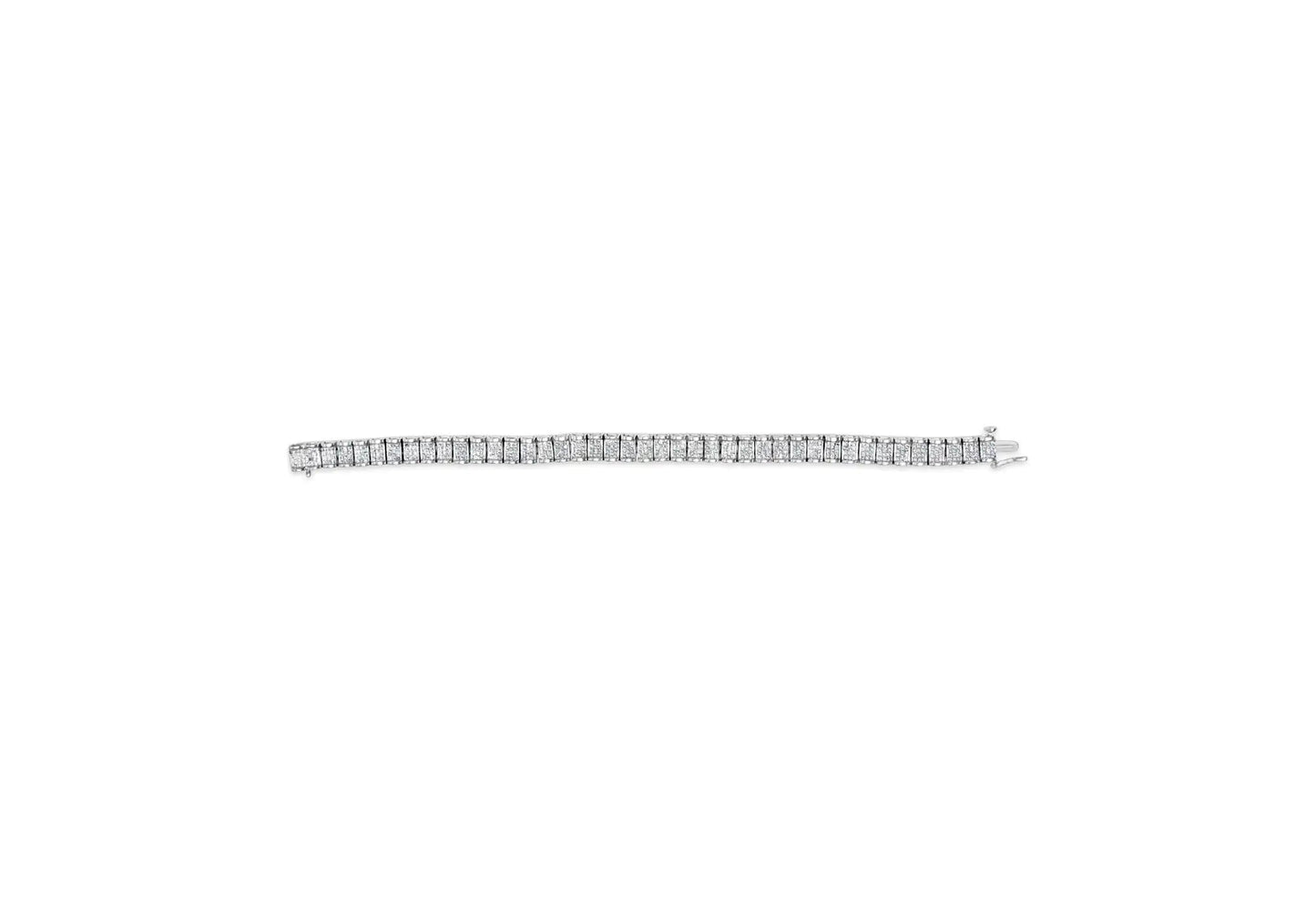 14K Gold 5.00 Cttw Square Princess Cut White Diamond Rectangular Invisible Set Link Tennis Bracelet (H-I Color, SI2-I1 Clarity) - 7.25” Inches WEM Support (www.WEM.support)