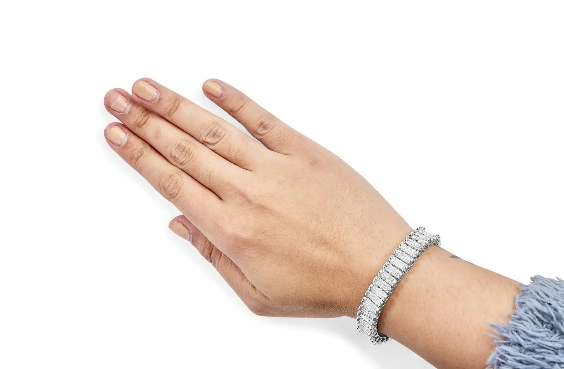 14K Gold 5.00 Cttw Square Princess Cut White Diamond Rectangular Invisible Set Link Tennis Bracelet (H-I Color, SI2-I1 Clarity) - 7.25” Inches WEM Support (www.WEM.support)