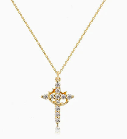 Y-Crown Cross Necklace