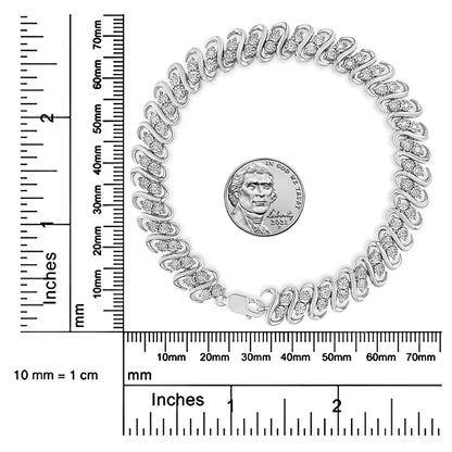 .925 Sterling 1/2 Cttw Diamond Double Row S-Link Bracelet (I-J Color, I2-I3 Clarity) - 7.25" Inches WEM Support (www.WEM.support)