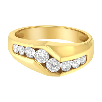 14KT Yellow Gold Men's Round Cut Diamond Ring (1 cttw, H-I Color, SI2-I1 Clarity) WEM Support (www.WEM.support)