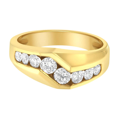 14KT Yellow Gold Men's Round Cut Diamond Ring (1 cttw, H-I Color, SI2-I1 Clarity) WEM Support (www.WEM.support)