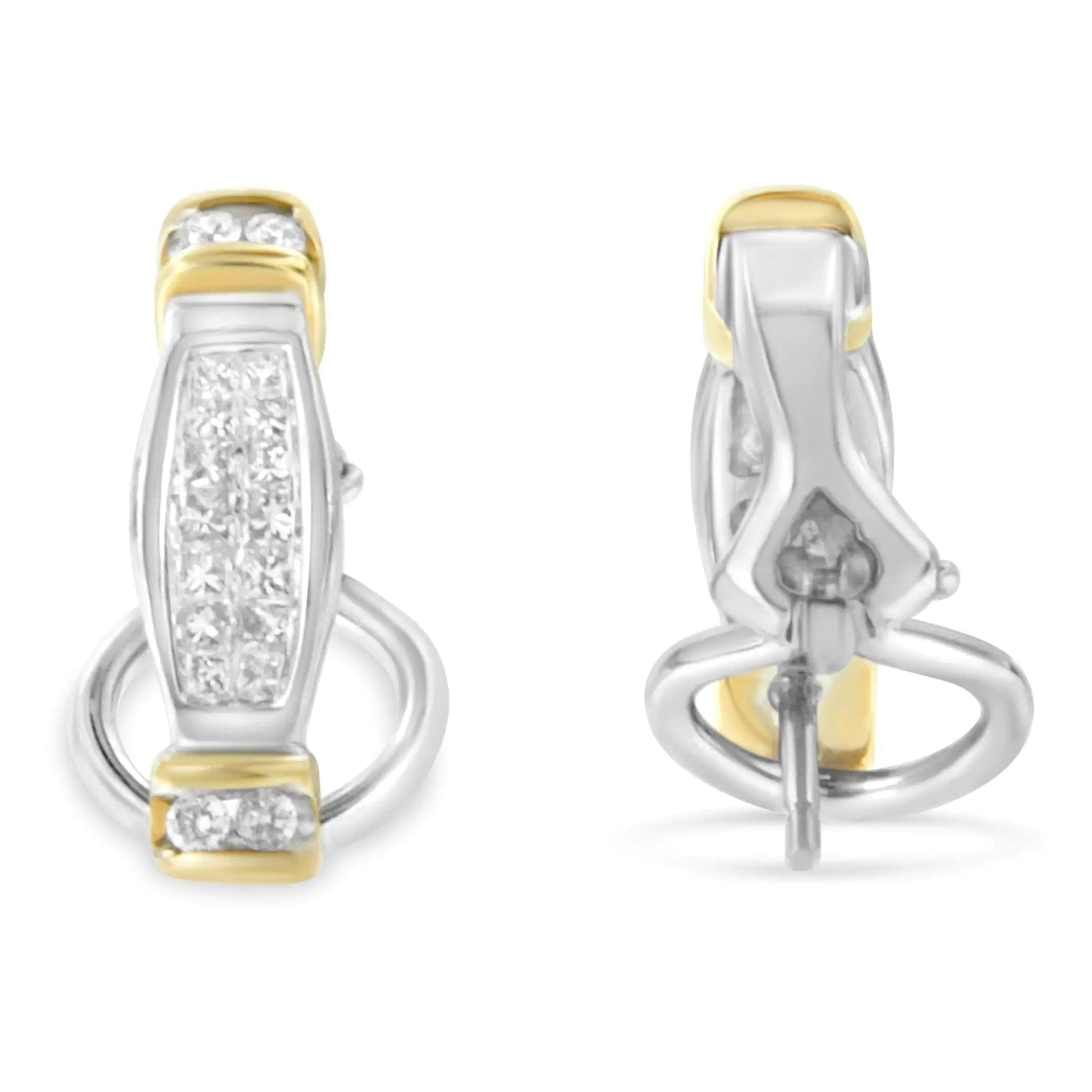 14K Two-Toned Gold Round and Princess Cut Diamond Earrings (0.5 cttw, H-I Color, SI2-I1 Clarity) WEM Support (www.WEM.support)